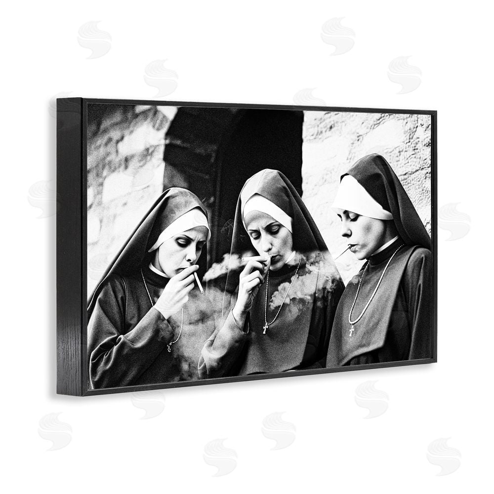 Decent Exposures Smoking Nuns Rebellion Black Framed Giclee Print Wall Art