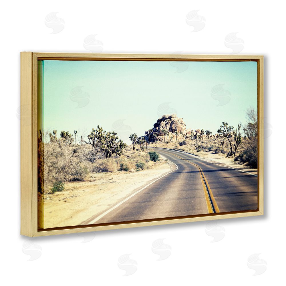 Joseph S Giacalone Road Trip Joshua Tree Park Gold Floating Frame Canvas Wall Art Print