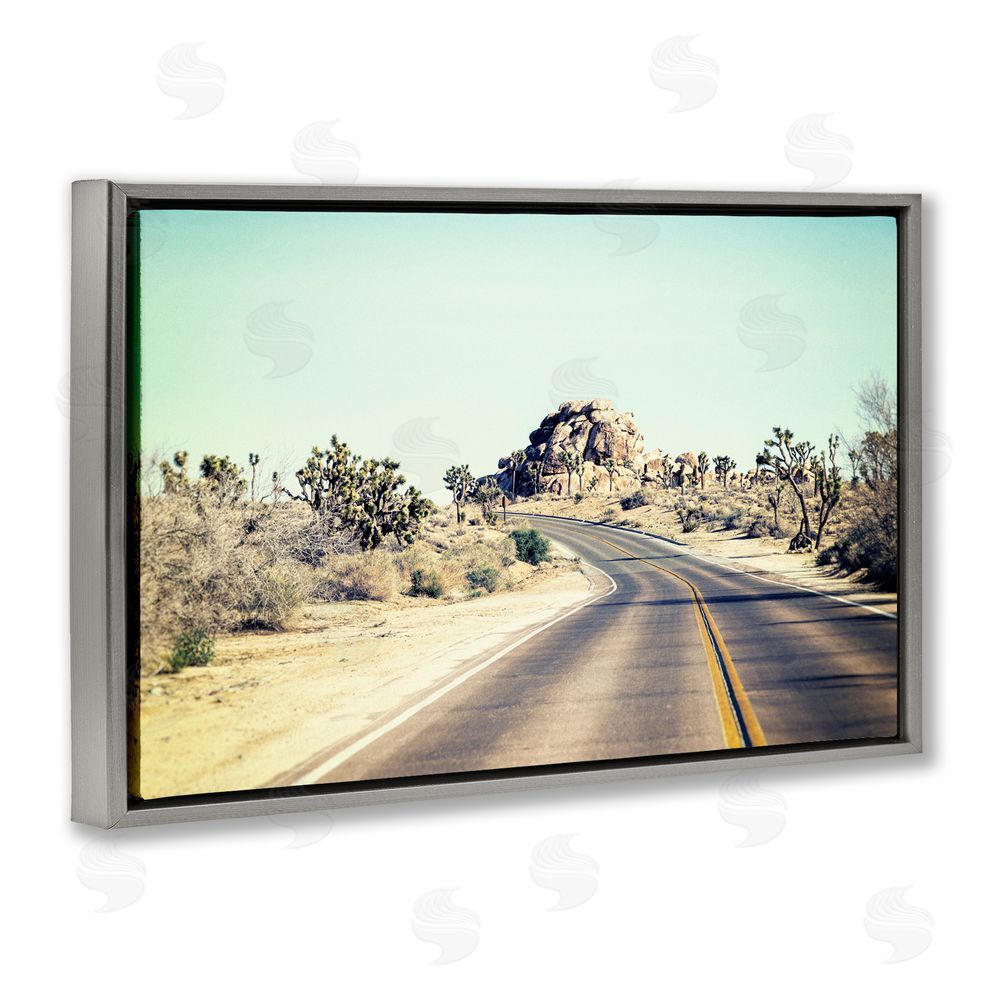 Joseph S Giacalone Road Trip Joshua Tree Park Gray Floating Frame Canvas Wall Art Print