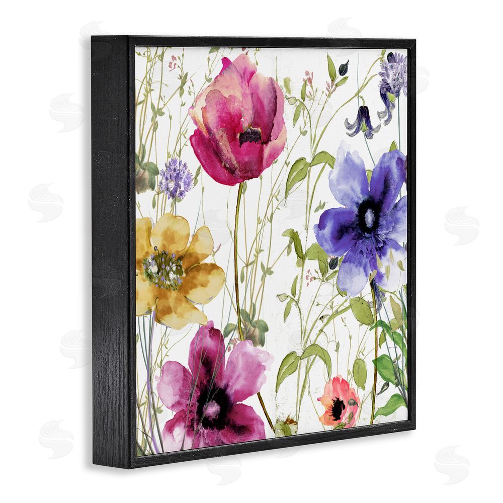 Sasha Botanical Spring Garden Blooms Black Framed Giclee Print Wall Art
