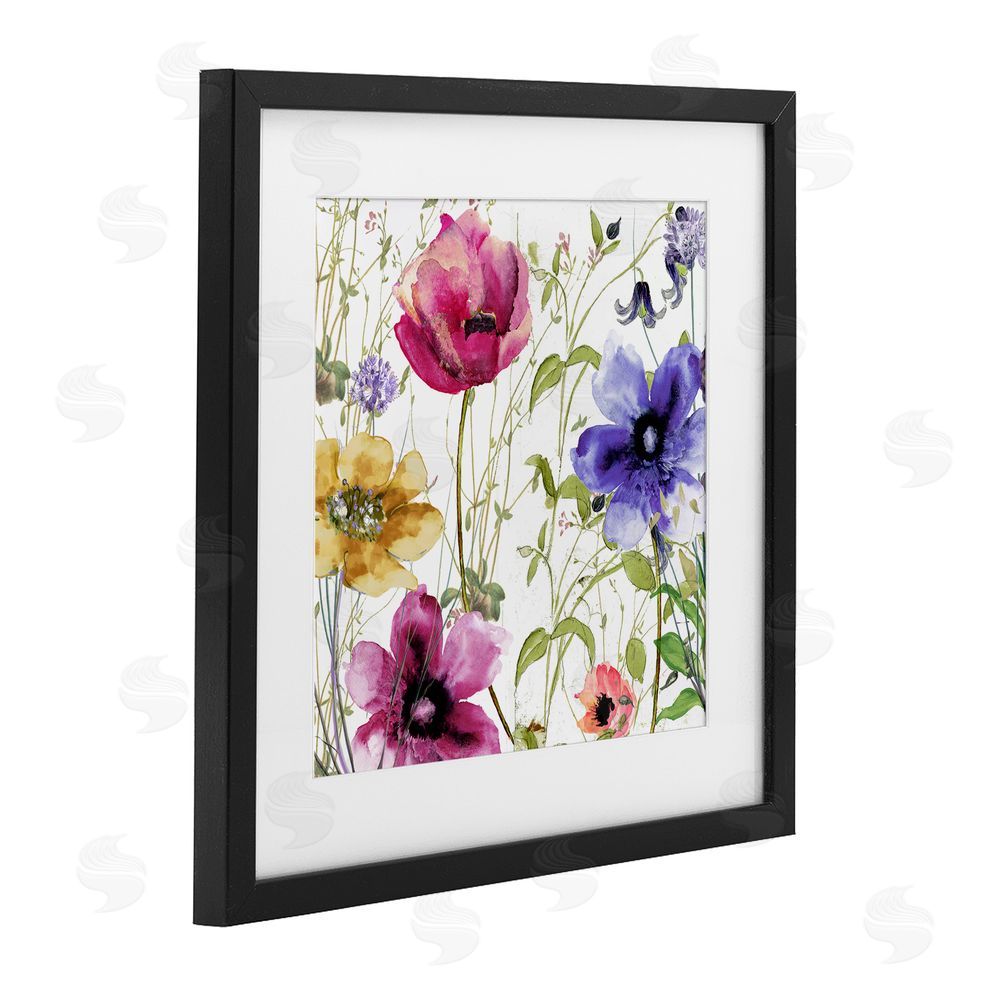 Sasha Botanical Spring Garden Blooms Black Framed Print Under Glass Wall Art