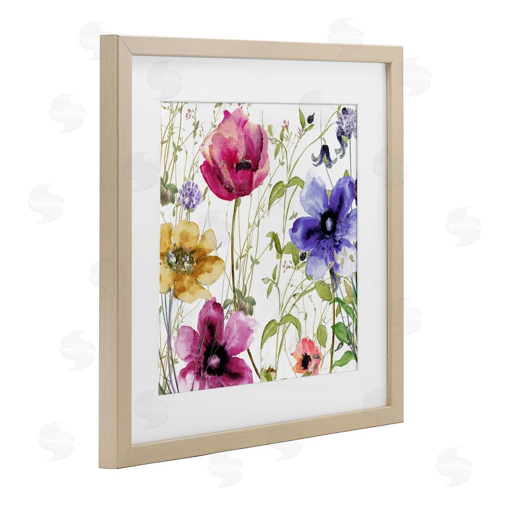 Sasha Botanical Spring Garden Blooms Brown Framed Print Under Glass Wall Art
