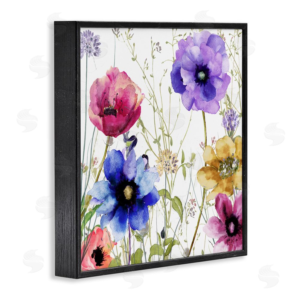 Sasha Modern Spring Garden Flowers Black Framed Giclee Print Wall Art