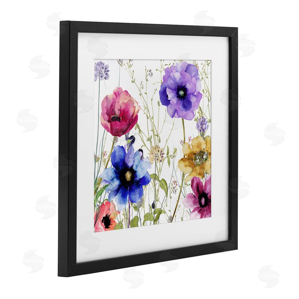 Sasha Modern Spring Garden Flowers Black Framed Print Under Glass Wall Art