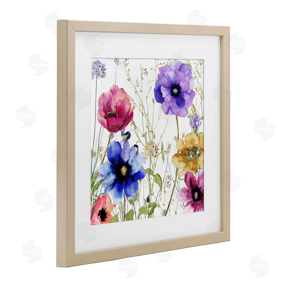 Sasha Modern Spring Garden Flowers Brown Framed Print Under Glass Wall Art