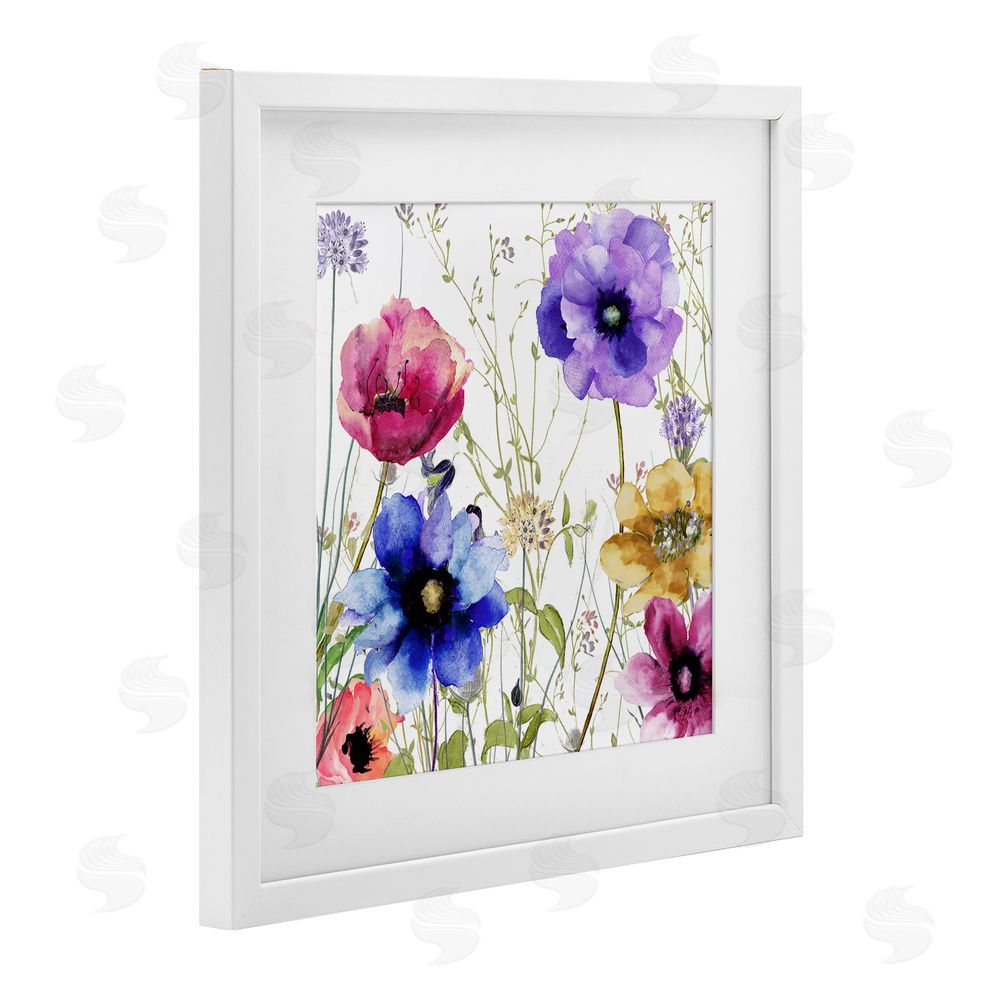 Sasha Modern Spring Garden Flowers White Framed Print Under Glass Wall Art