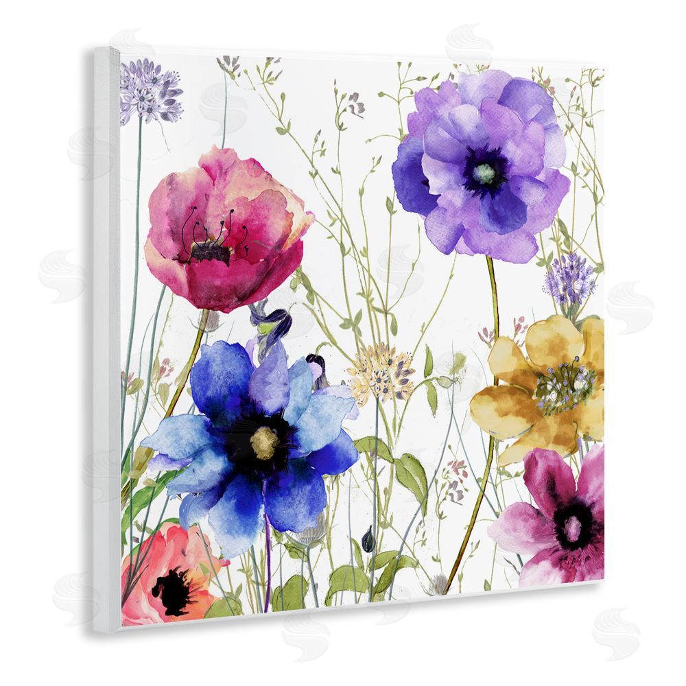 Sasha Modern Spring Garden Flowers Wooden Wall Plaque Art Print