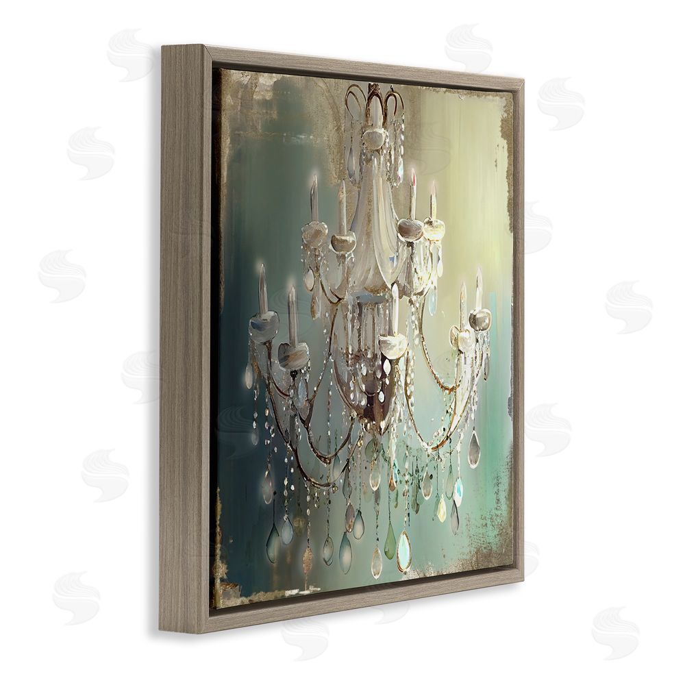 Sasha Vintage Illumine Chandelier Brown Floating Frame Canvas Wall Art Print