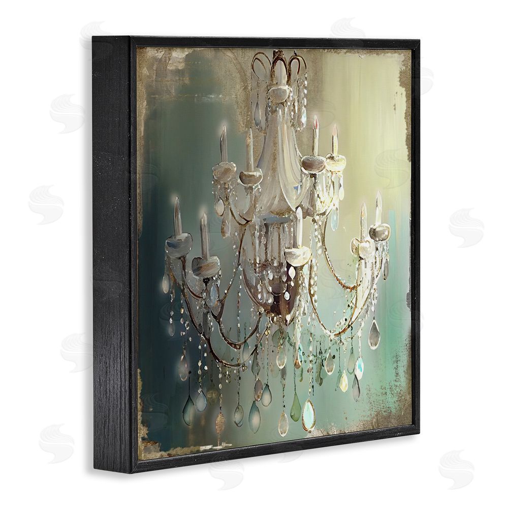Sasha Vintage Illumine Chandelier Black Framed Giclee Print Wall Art