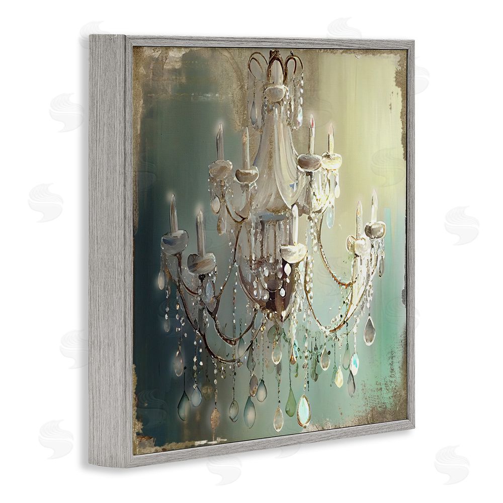 Sasha Vintage Illumine Chandelier Gray Framed Giclee Print Wall Art