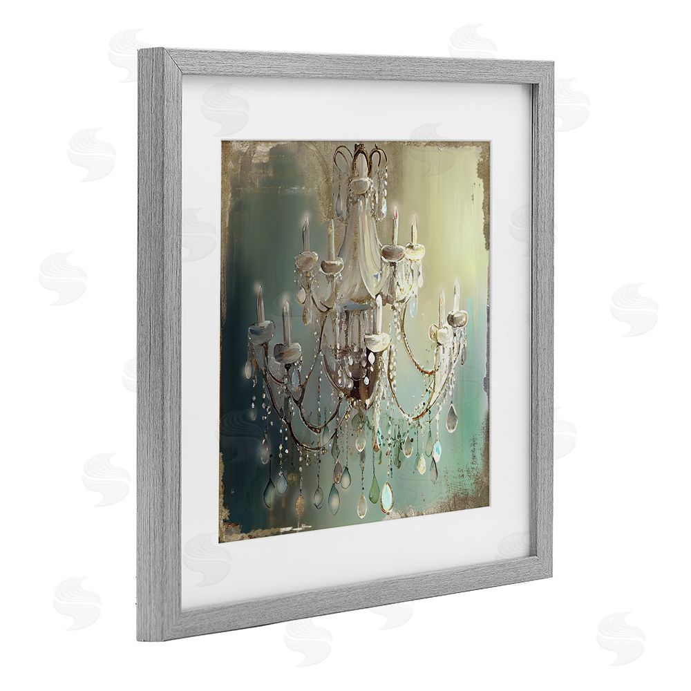 Sasha Vintage Illumine Chandelier Gray Framed Print Under Glass Wall Art