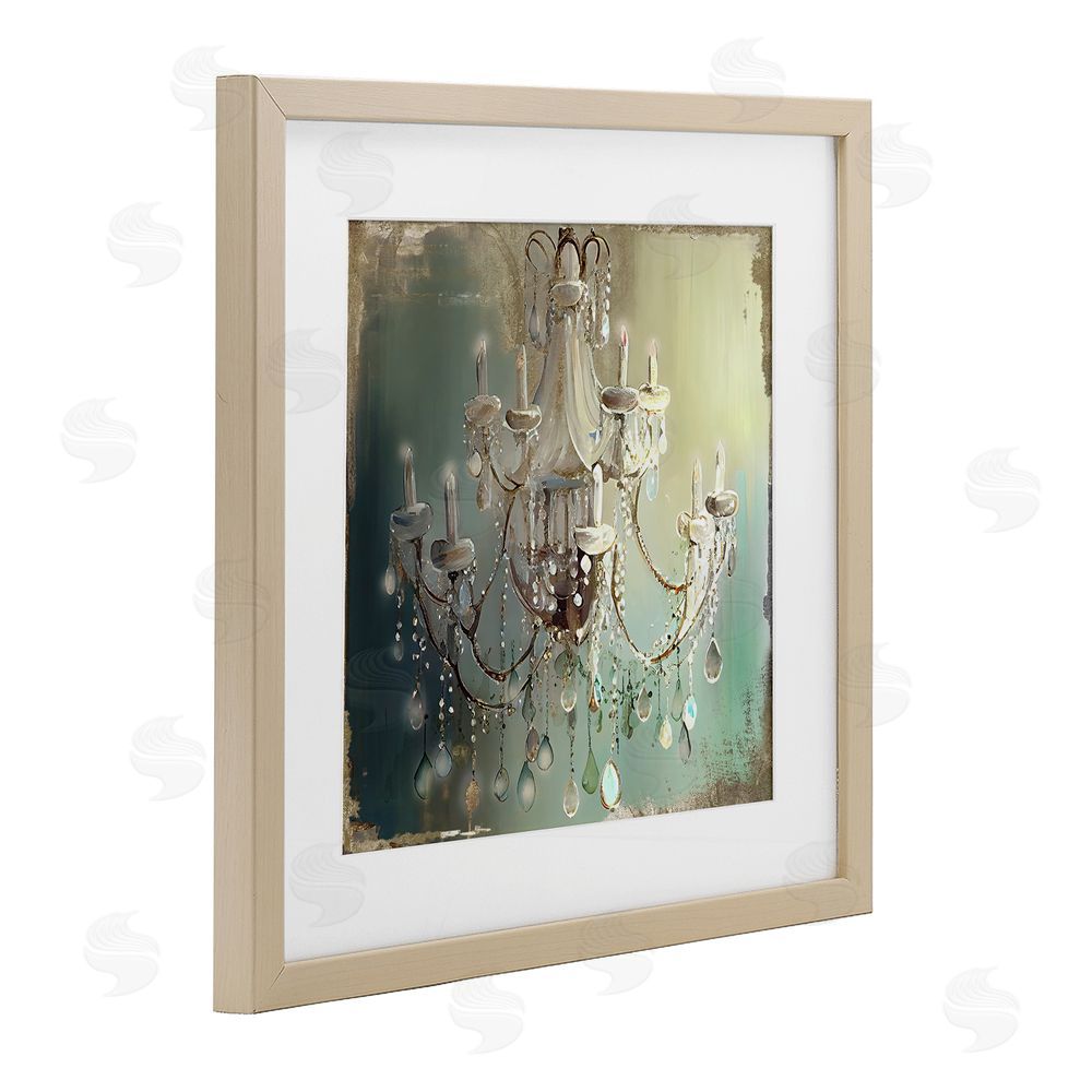 Sasha Vintage Illumine Chandelier Brown Framed Print Under Glass Wall Art