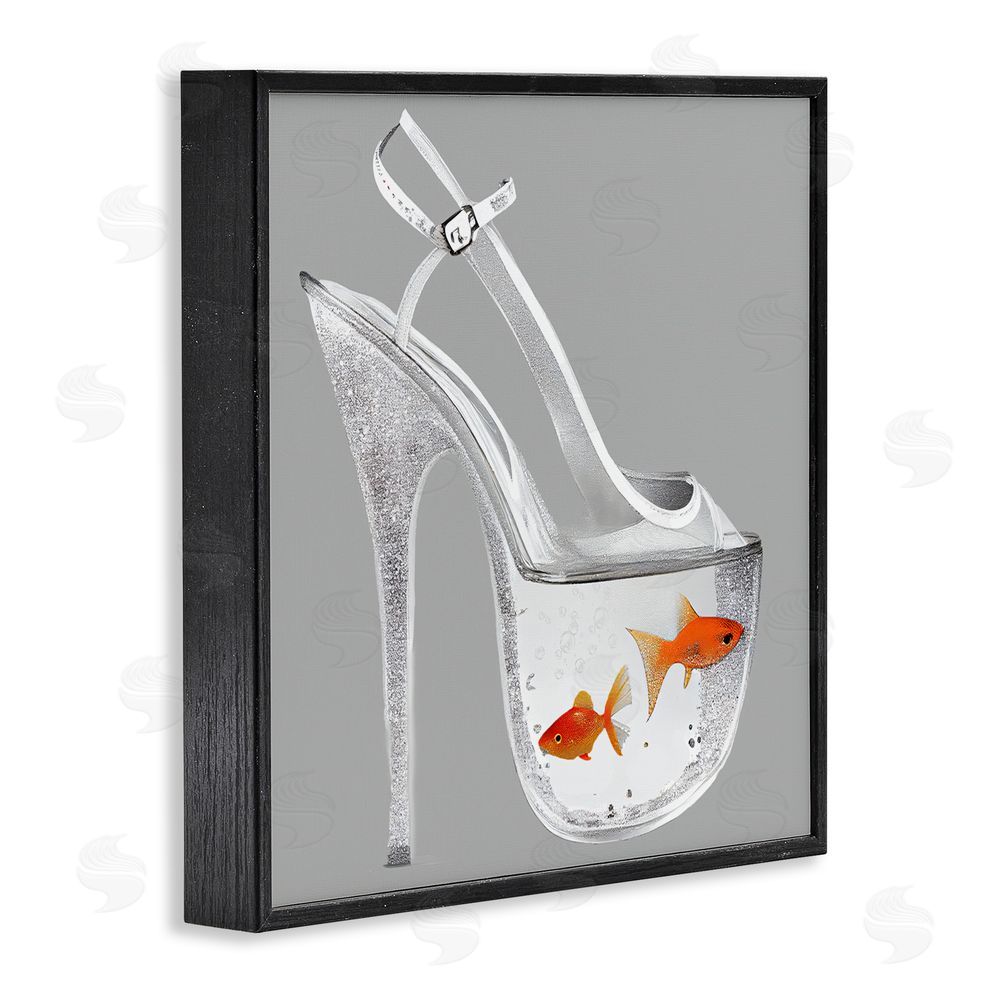 Sasha Sparkle Fish Fashion Goldfish Black Framed Giclee Wall Art Print