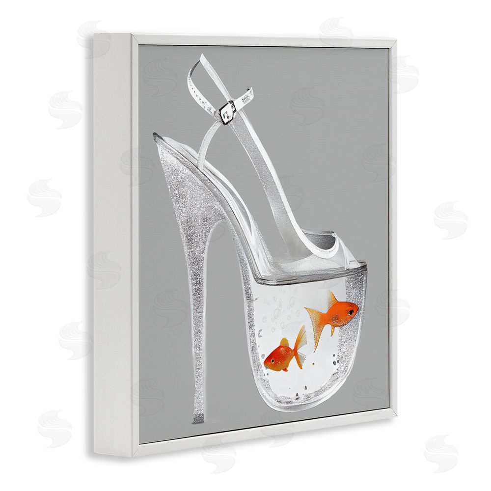 Sasha Sparkle Fish Fashion Goldfish White Framed Giclee Wall Art Print