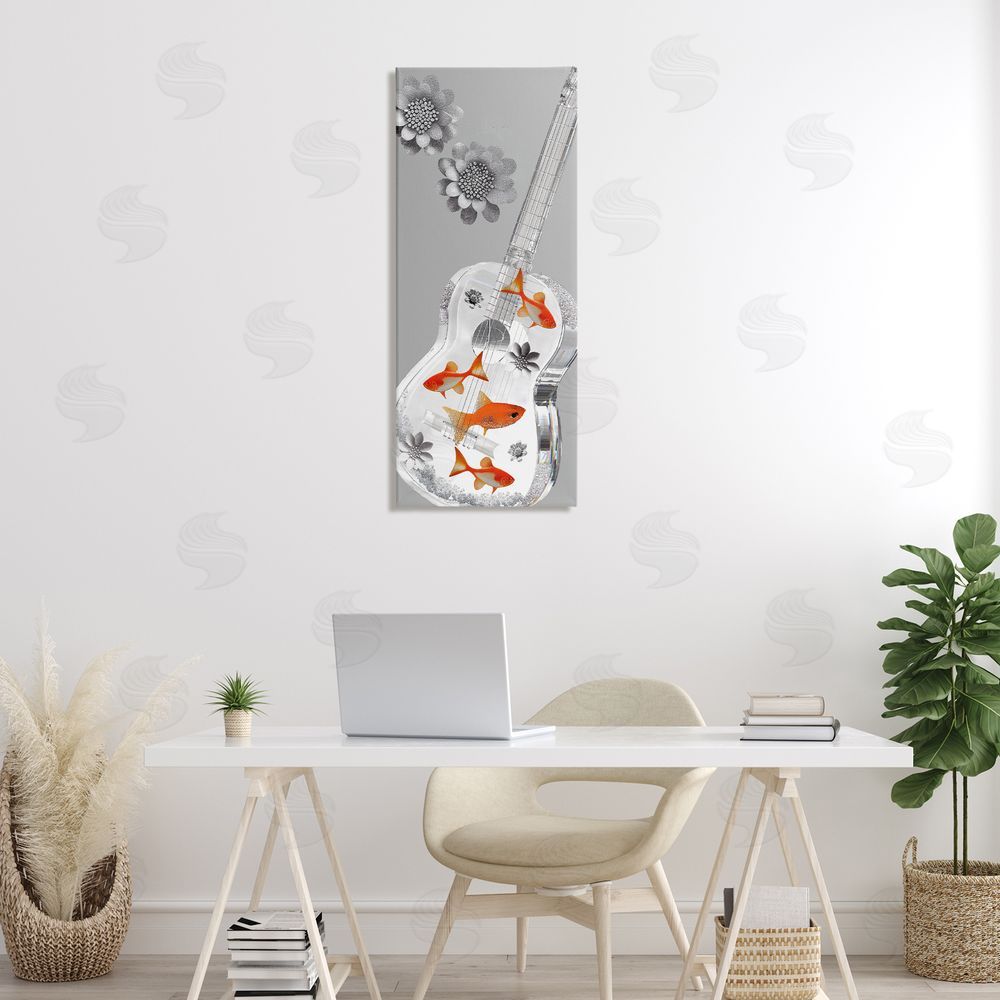 Sasha Sparkle Fish Guitar and Flowers Canvas Art on Wall