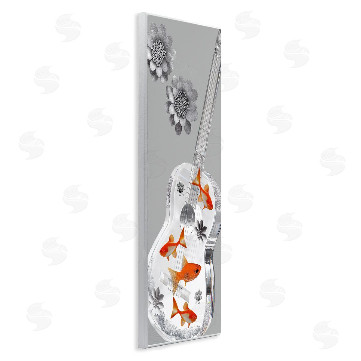 Sasha Sparkle Fish Guitar and Flowers Wall Plaque Art Print