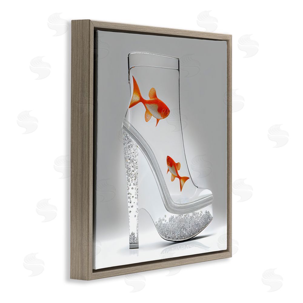 Sasha Sparkle Fish Fashion Boot Brown Floating Frame Canvas Wall Art Print