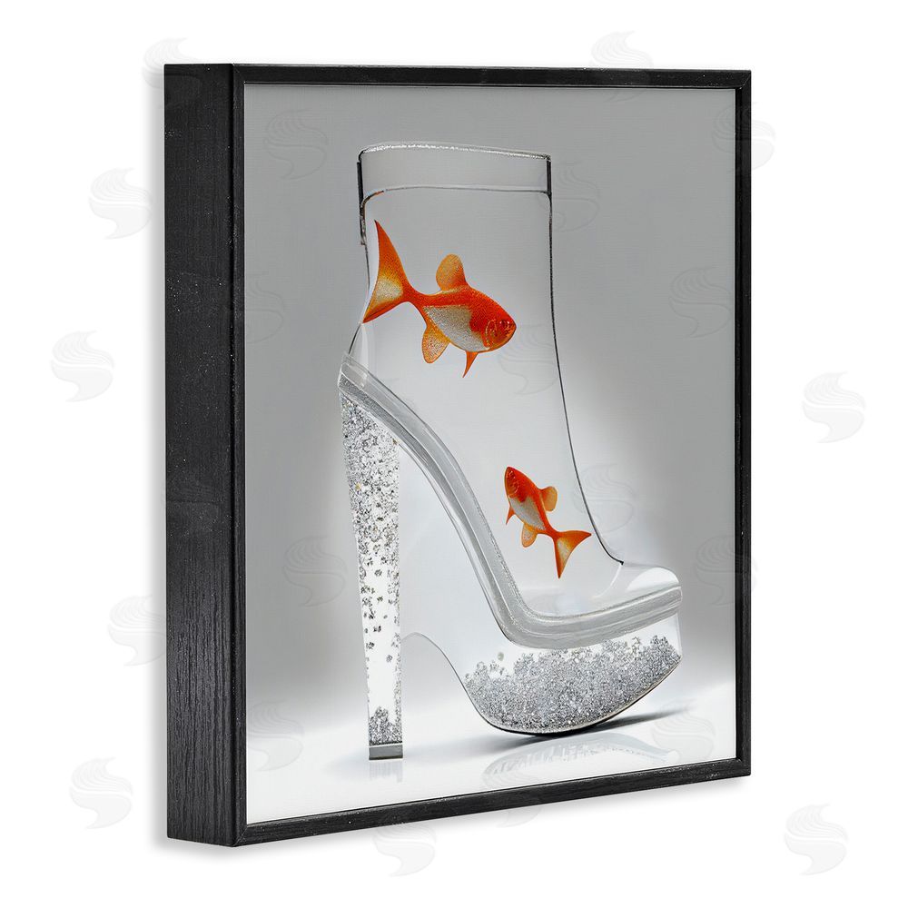 Sasha Sparkle Fish Fashion Boot Black Framed Giclee Wall Art Print