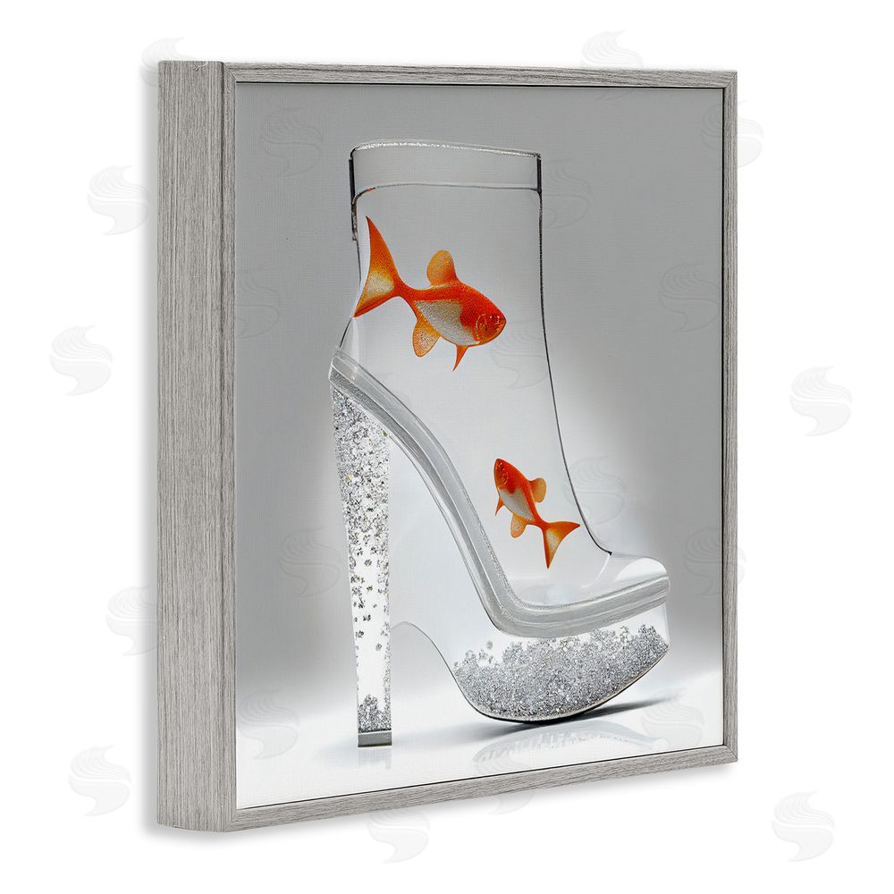 Sasha Sparkle Fish Fashion Boot Gray Framed Giclee Wall Art Print