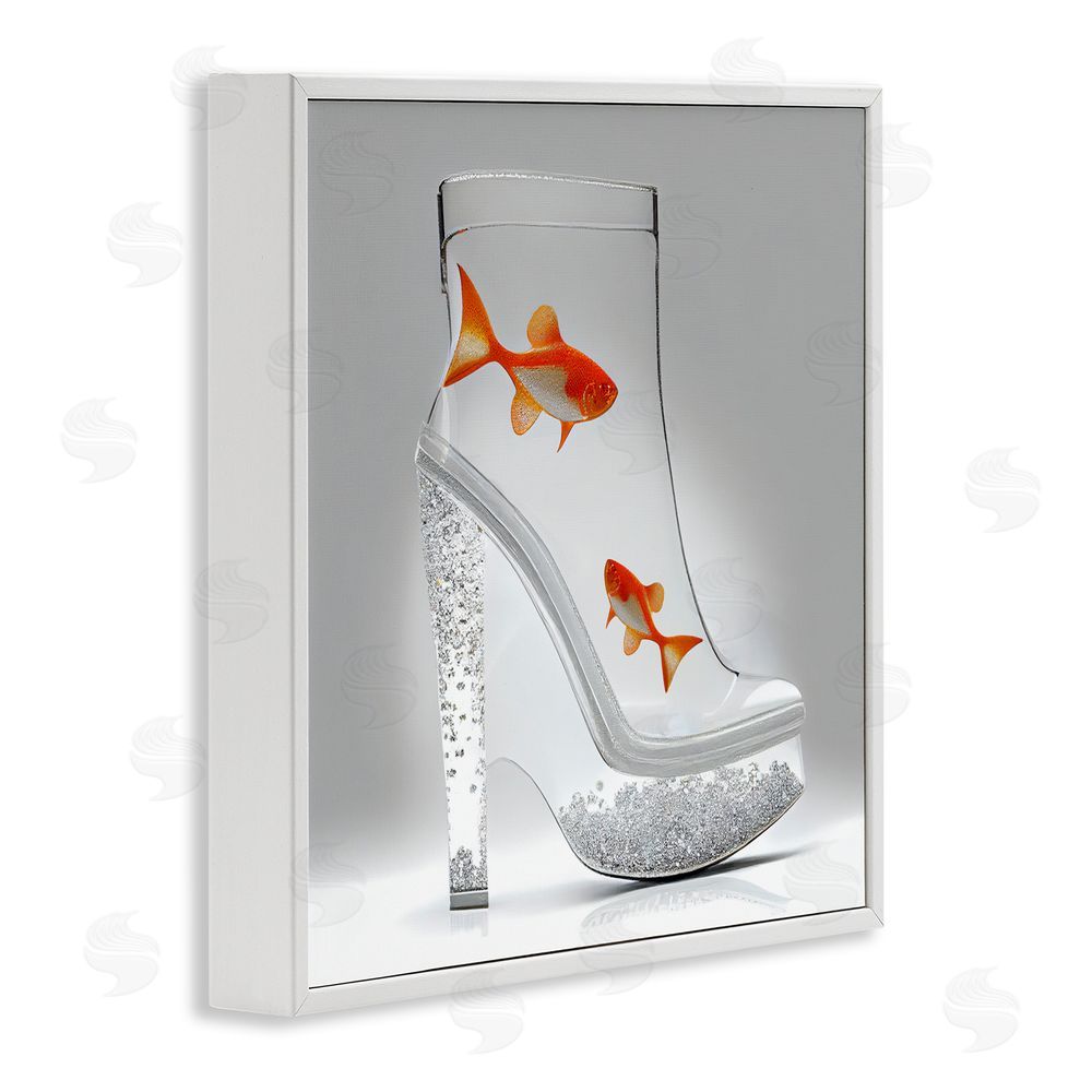 Sasha Sparkle Fish Fashion Boot White Framed Giclee Wall Art Print