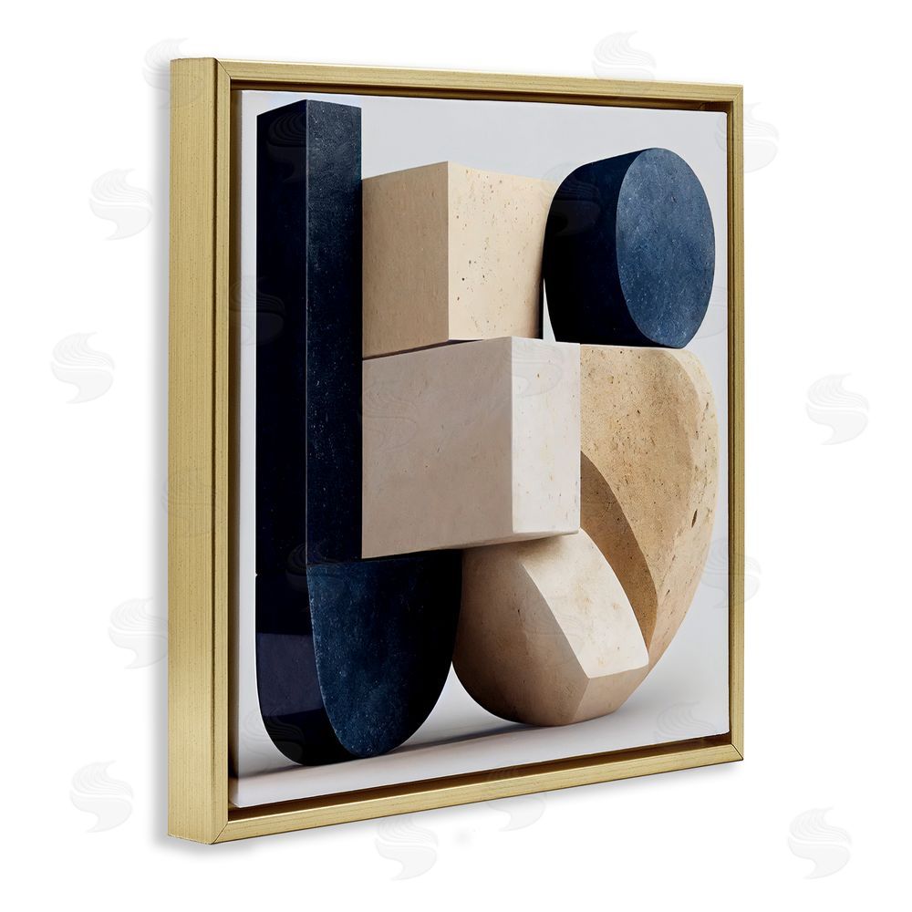 Sasha Shapes Of Things Geometric Contour Gold Floating Frame Canvas Wall Art Print