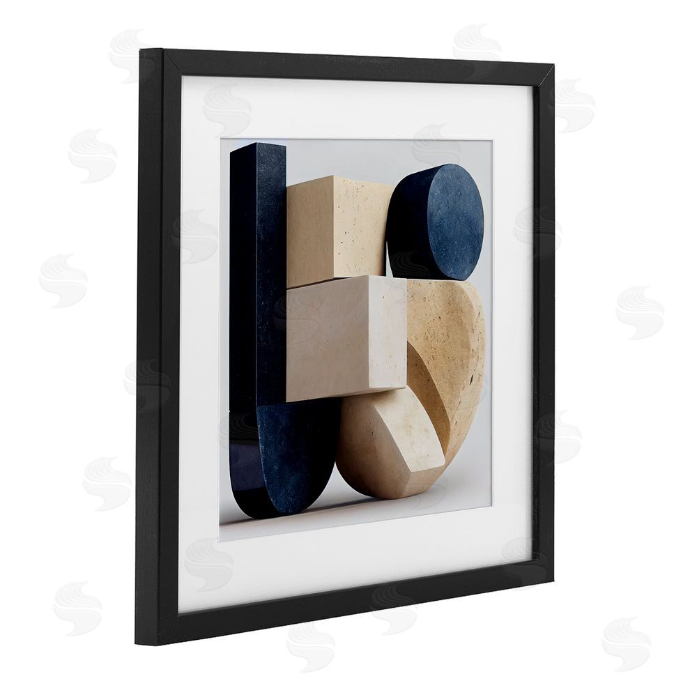Sasha Shapes Of Things Geometric Contour Black Framed Print Under Glass Wall Art