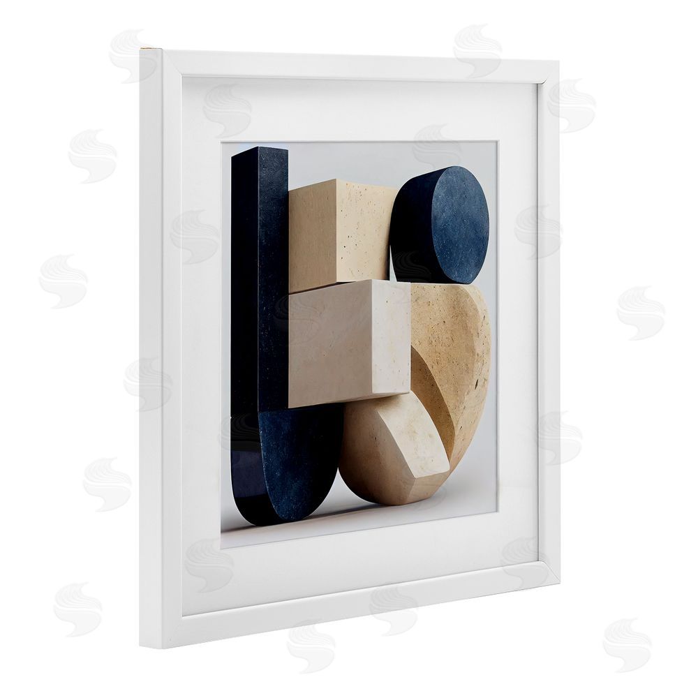 Sasha Shapes Of Things Geometric Contour White Framed Print Under Glass Wall Art