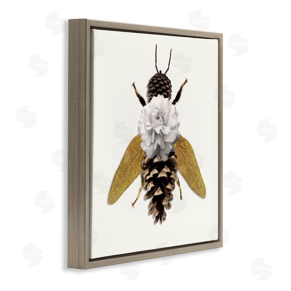 Sasha Nature Constructed Bee Brown Floating Frame Canvas Wall Art Print