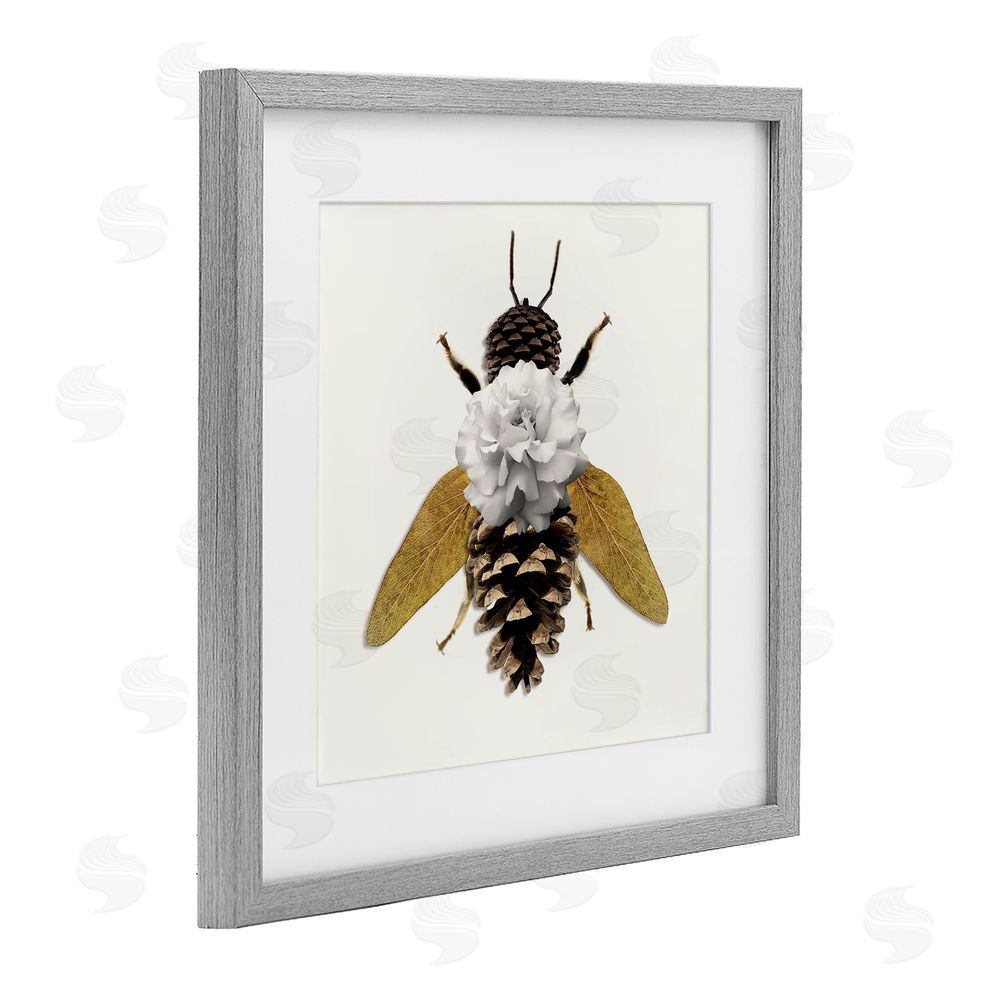 Sasha Nature Constructed Bee Gray Framed Print Under Glass Wall Art