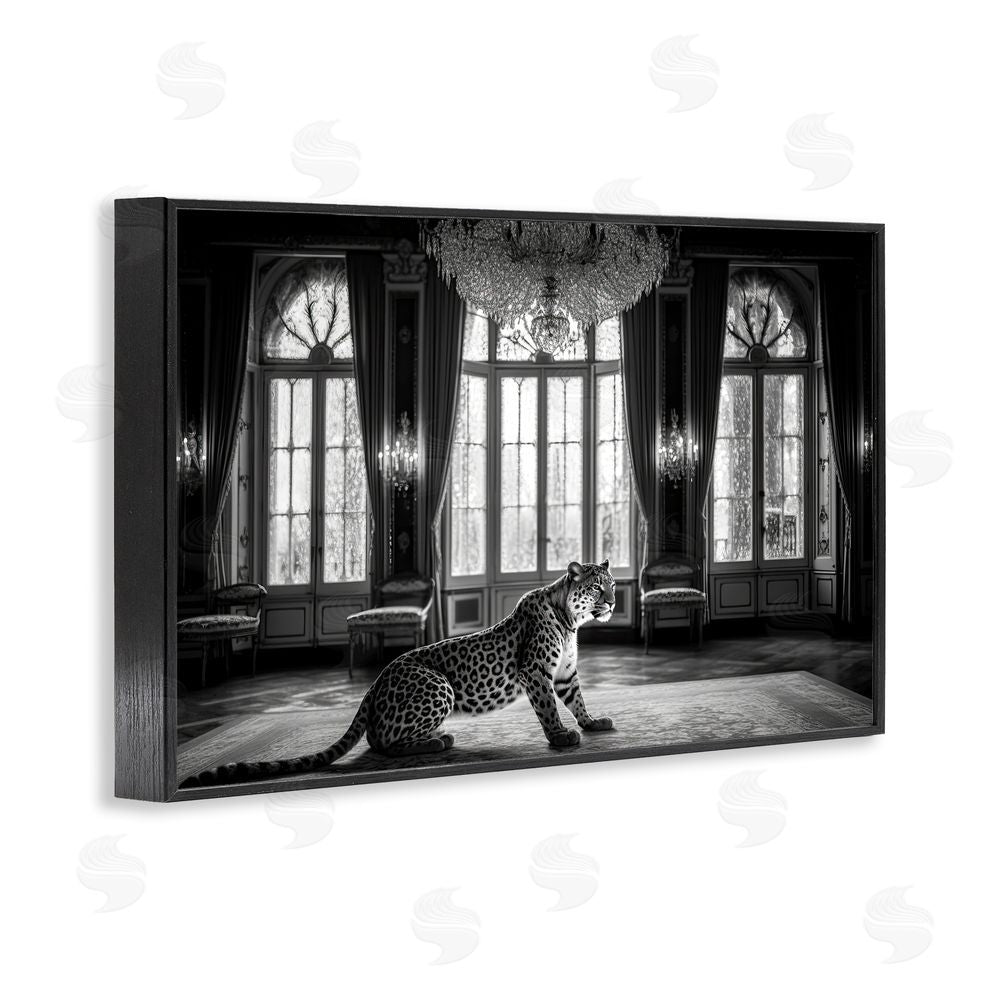 Decent Exposures Snow Leopard in Opulent Mansion Black Framed Giclee Print Wall Art