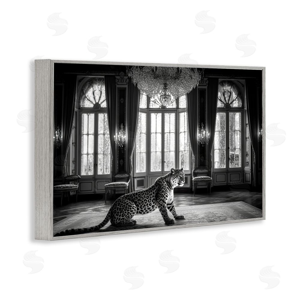 Decent Exposures Snow Leopard in Opulent Mansion Gray Framed Giclee Print Wall Art