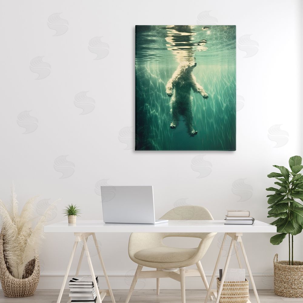 Decent Exposures Floating Bear Underwater Stretched Canvas Wall Art Print in Room