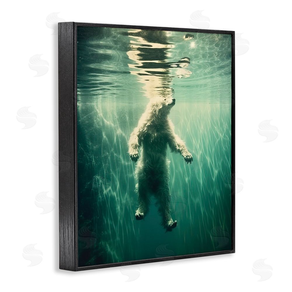 Decent Exposures Floating Bear Underwater Black Framed Giclee Print Wall Art