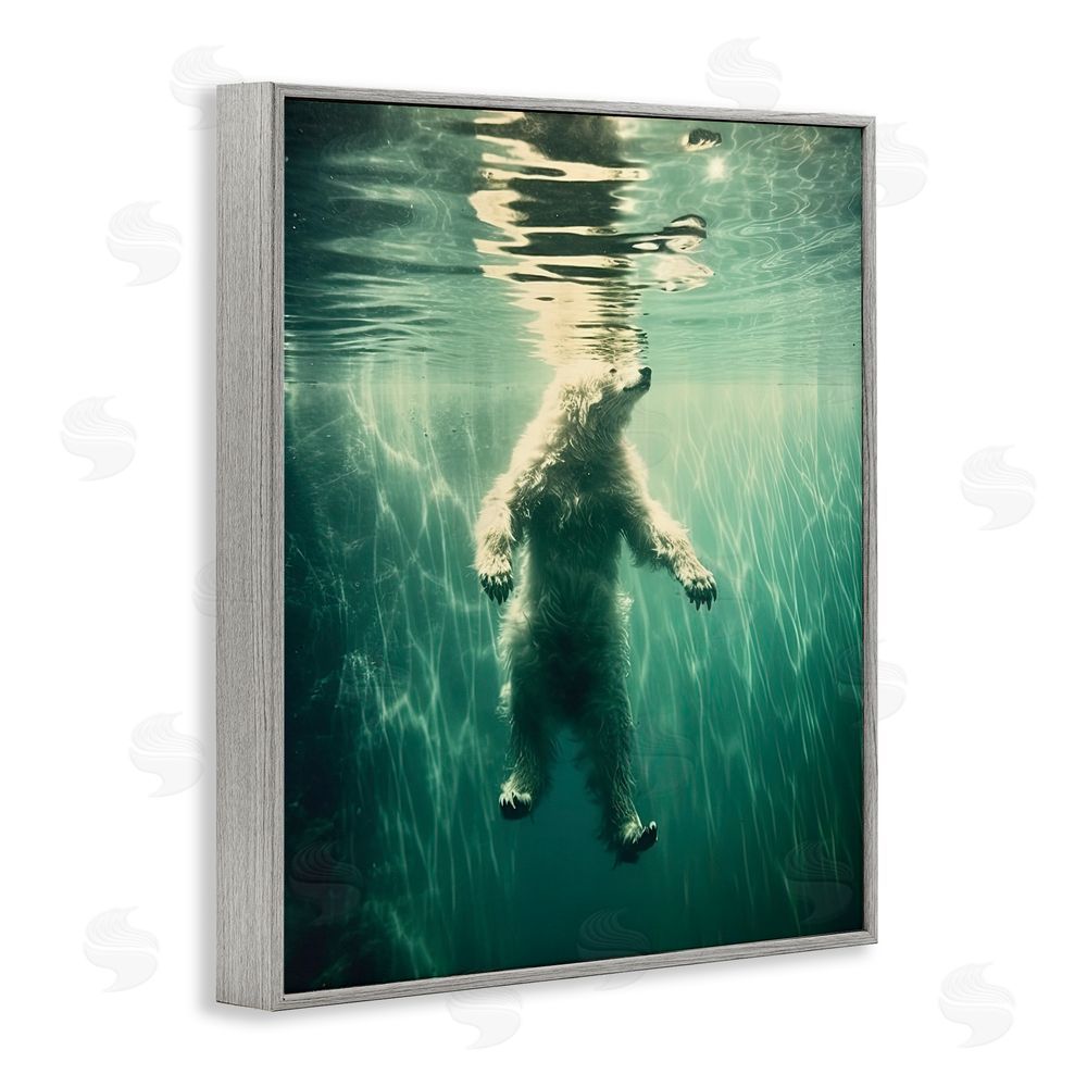 Decent Exposures Floating Bear Underwater Gray Framed Giclee Print Wall Art