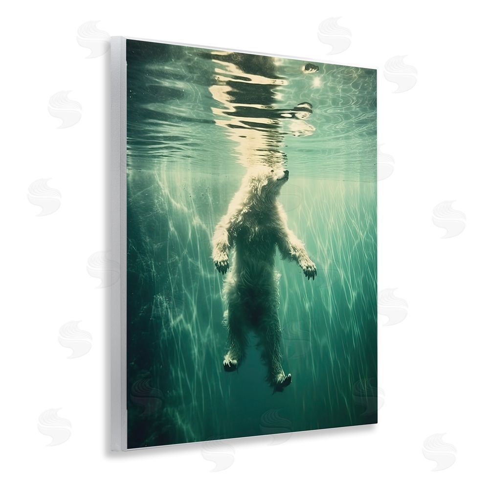Decent Exposures Floating Bear Underwater Wooden Wall Plaque Art Print