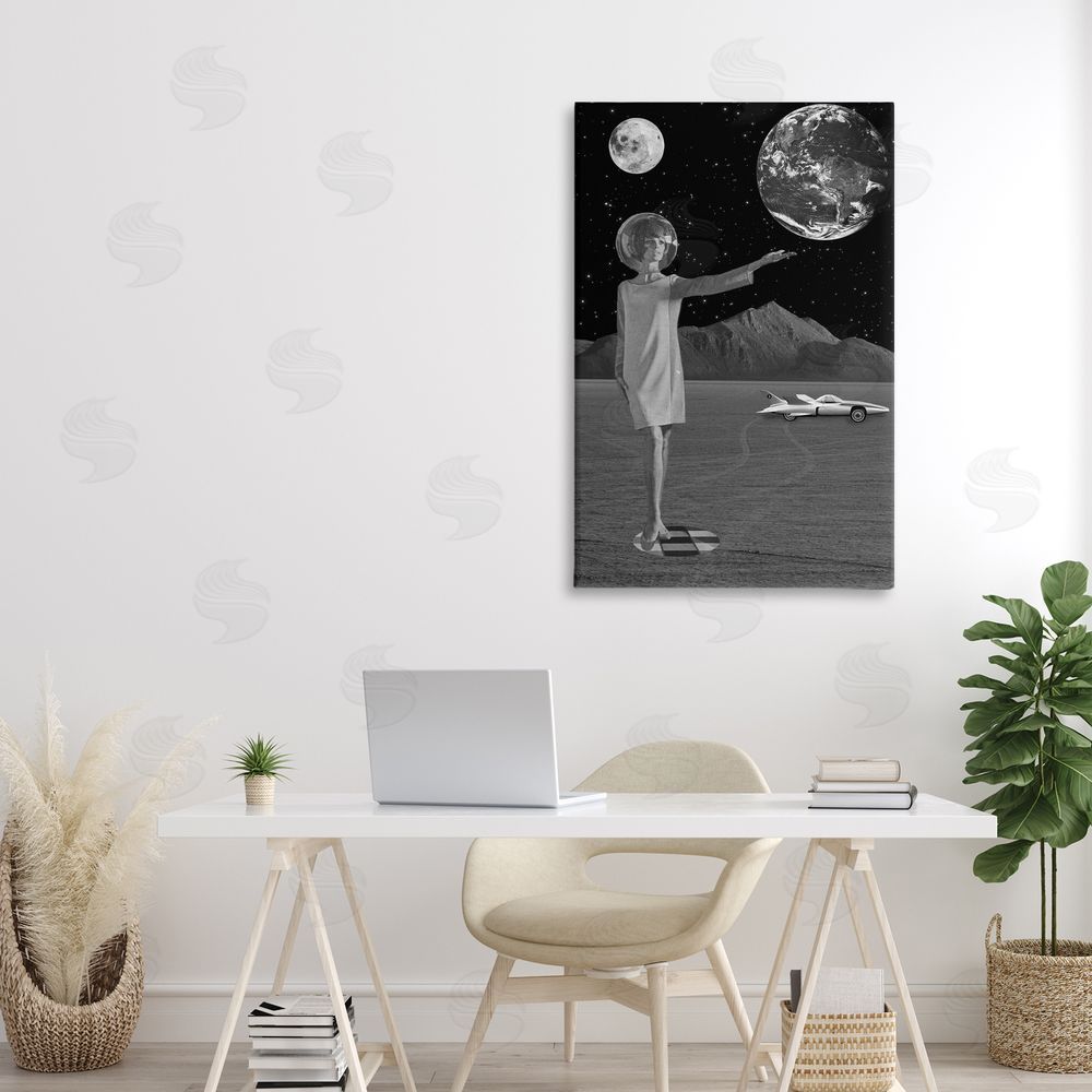 Elo Marc On A Mission Retro Space Stretched Canvas Wall Art Print in Room