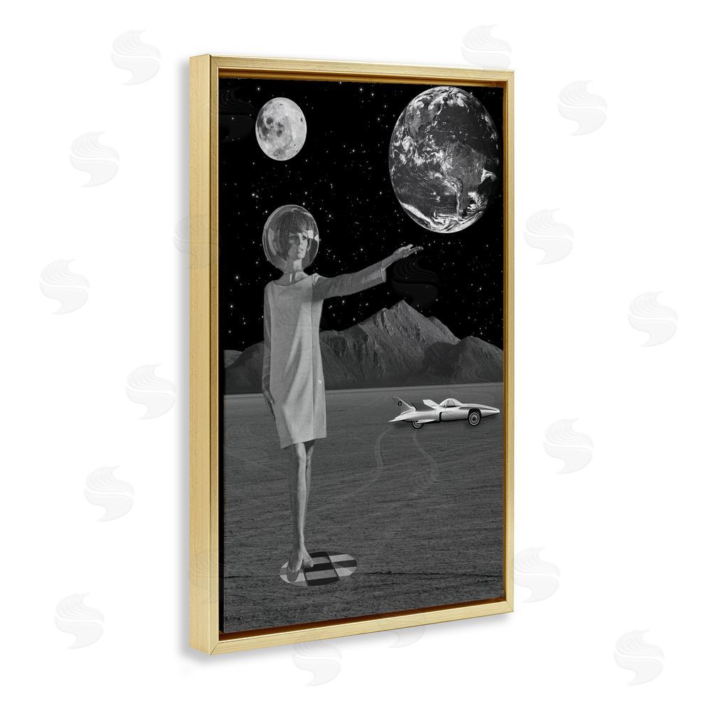 Elo Marc On A Mission Retro Space Gold Floating Frame Canvas Wall Art Print
