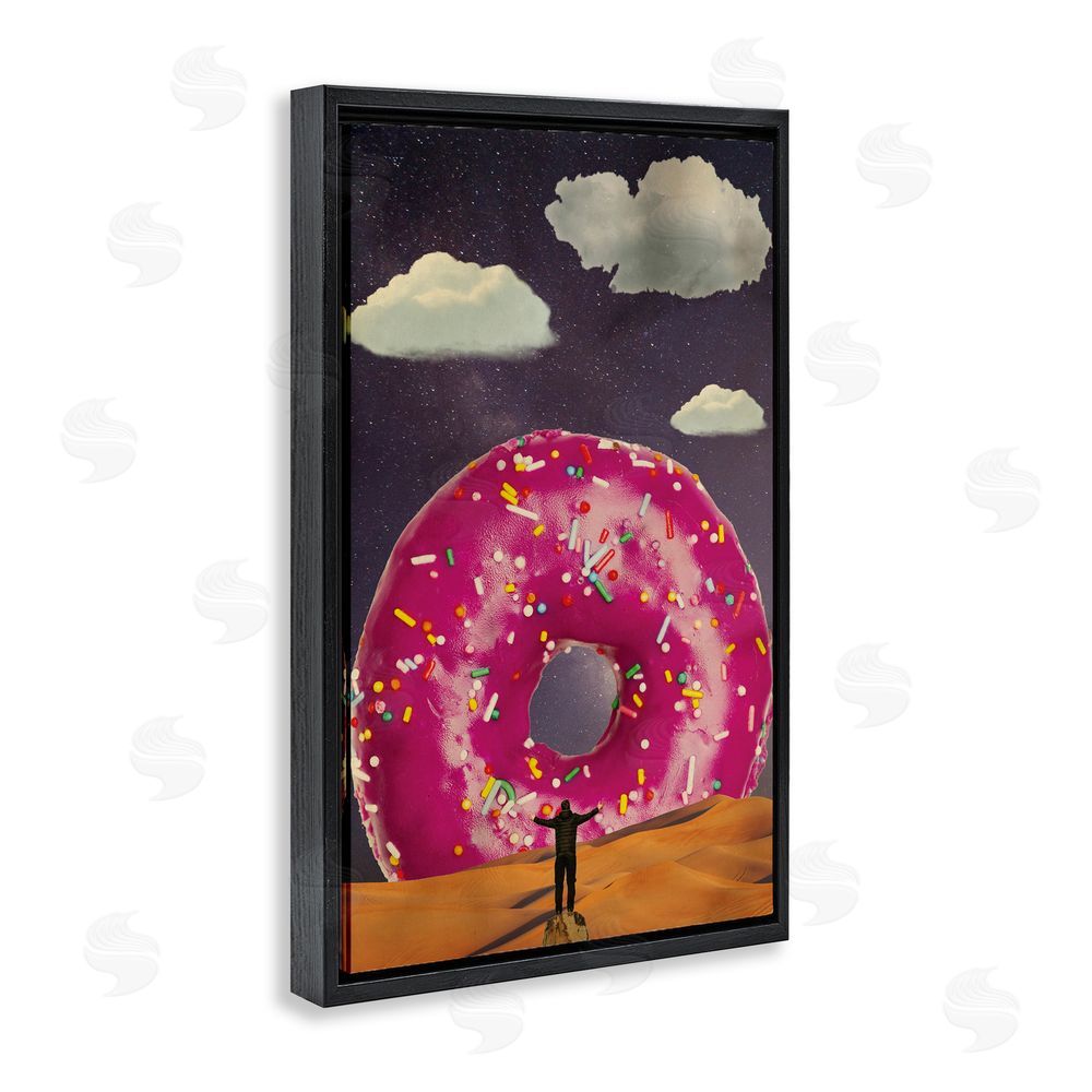 Elo Marc Happy Days Giant Donut Black Floating Frame Canvas Wall Art Print