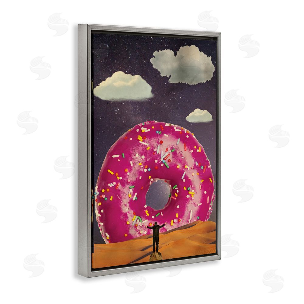 Elo Marc Happy Days Giant Donut Gray Floating Frame Canvas Wall Art Print