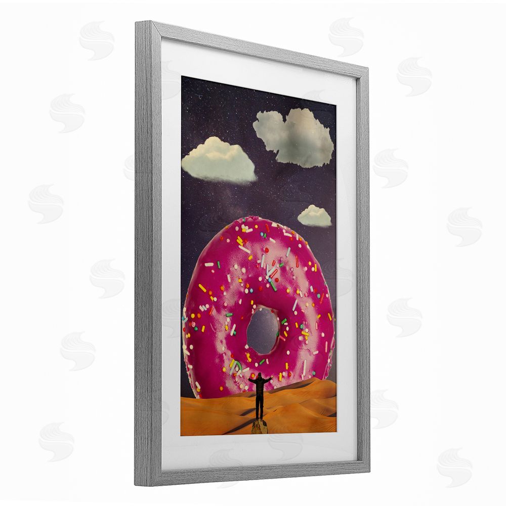 Elo Marc Happy Days Giant Donut Gray Framed Print Under Glass Wall Art