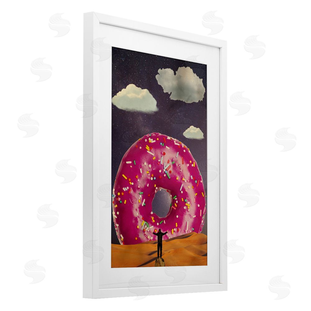 Elo Marc Happy Days Giant Donut White Framed Print Under Glass Wall Art