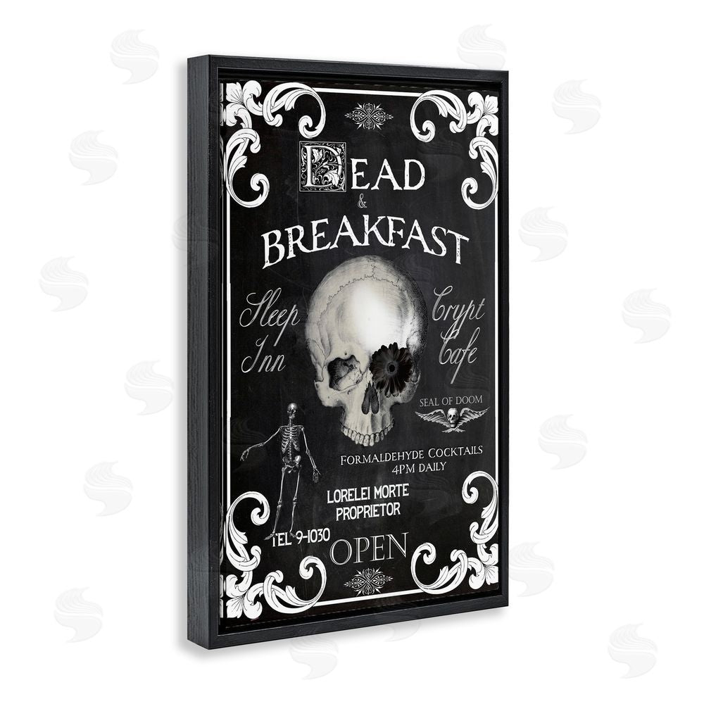 Sasha Dead & Breakfast Spooky Skull Black Floating Frame Canvas Wall Art Print
