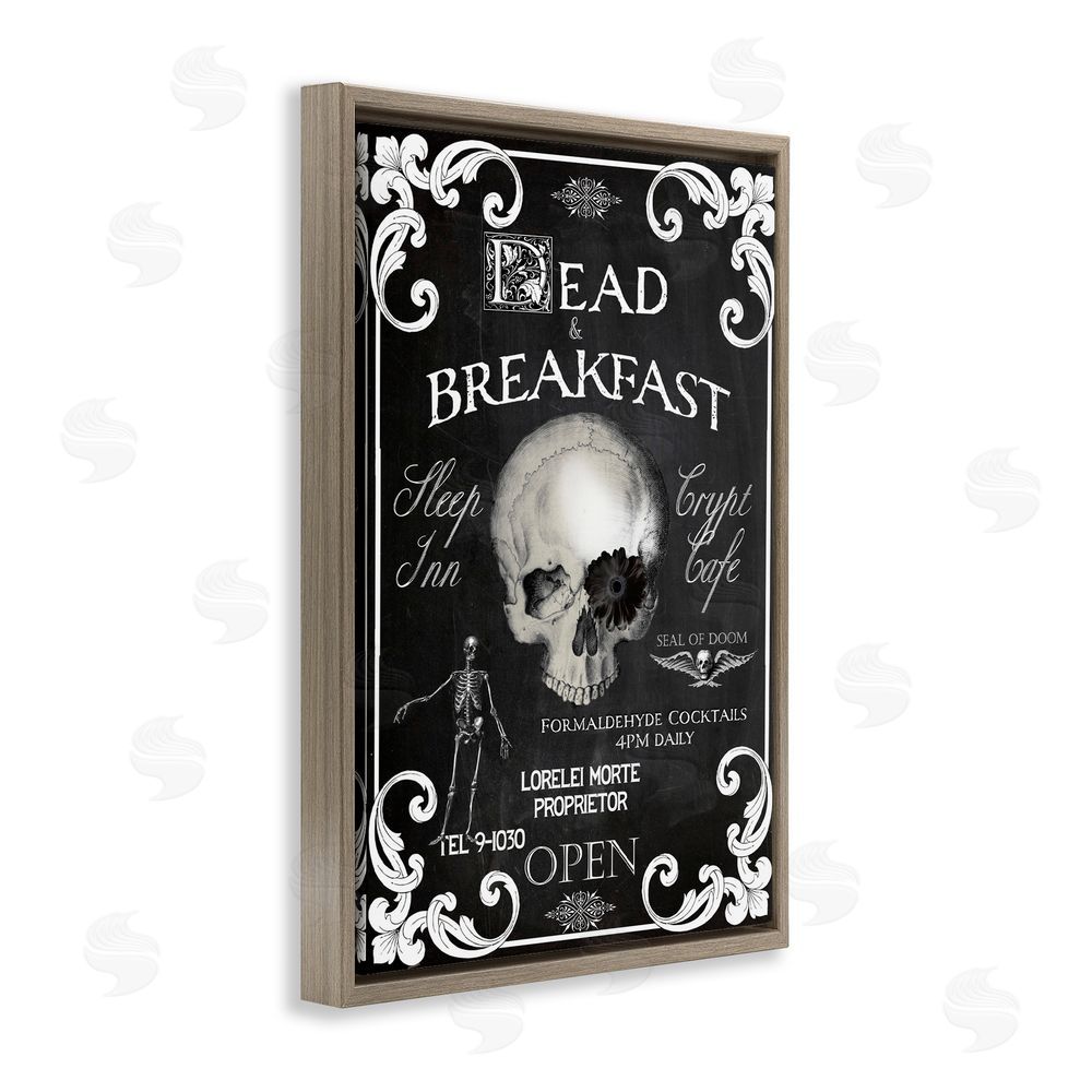 Sasha Dead & Breakfast Spooky Skull Brown Floating Frame Canvas Art Print