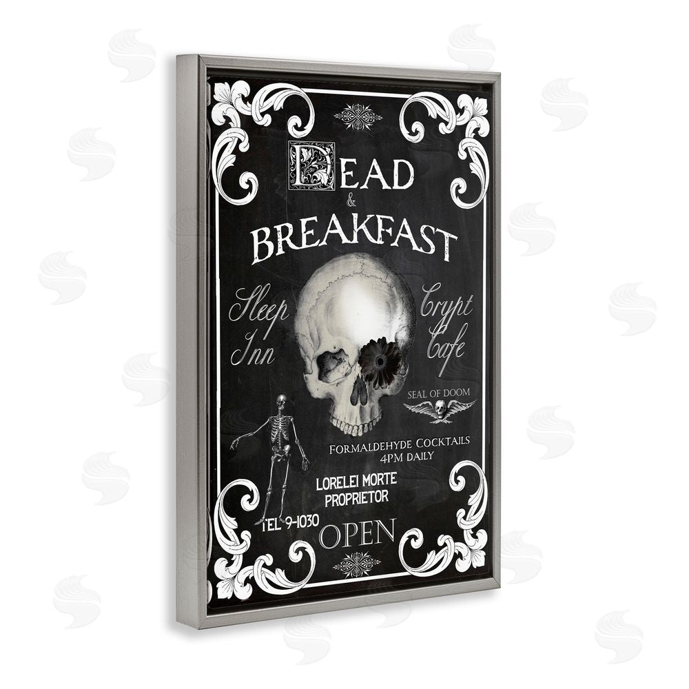 Sasha Dead & Breakfast Spooky Skull Gray Floating Frame Canvas Art Print