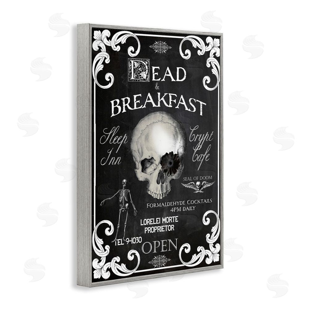 Sasha Dead & Breakfast Spooky Skull Gray Framed Giclee Art Print
