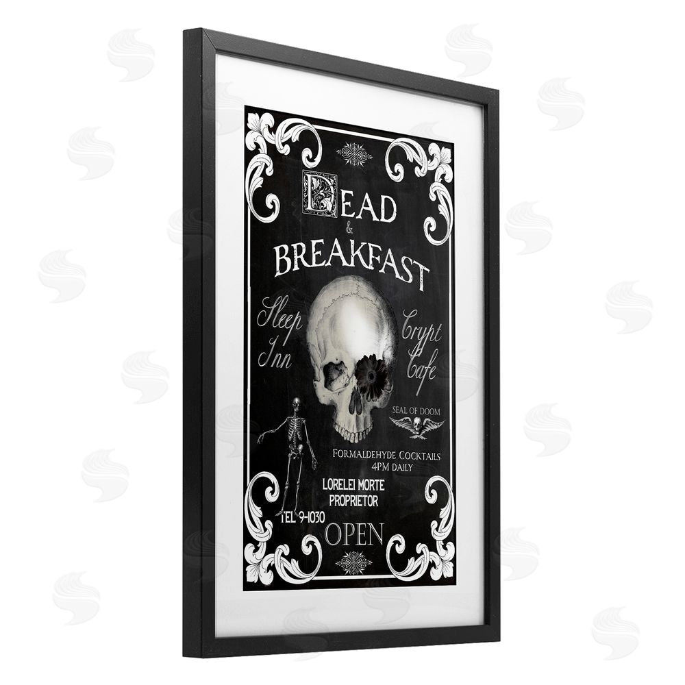 Sasha Dead & Breakfast Spooky Skull Black Framed Print Under Glass Art