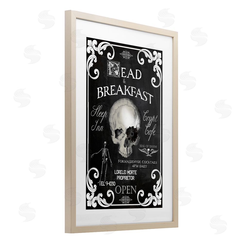 Sasha Dead & Breakfast Spooky Skull Birch Framed Print Under Glass Art