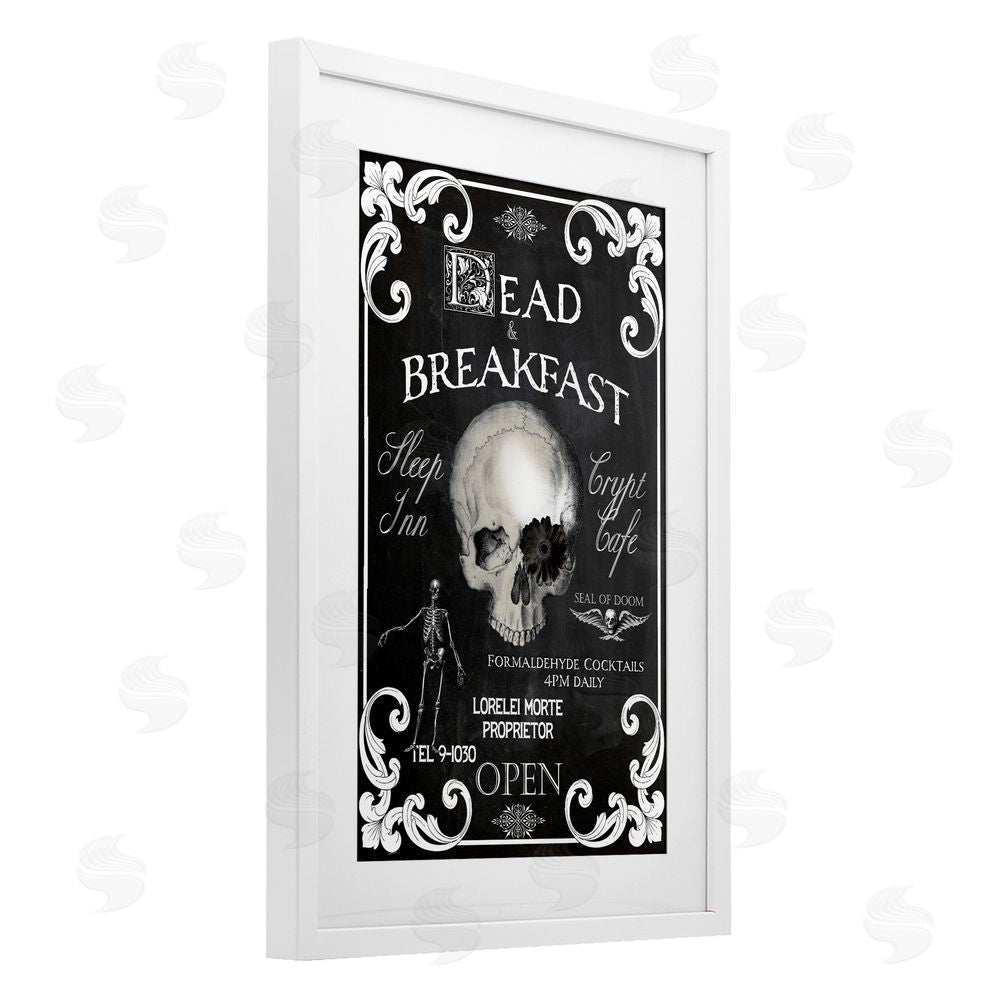 Sasha Dead & Breakfast Spooky Skull White Framed Print Under Glass Art