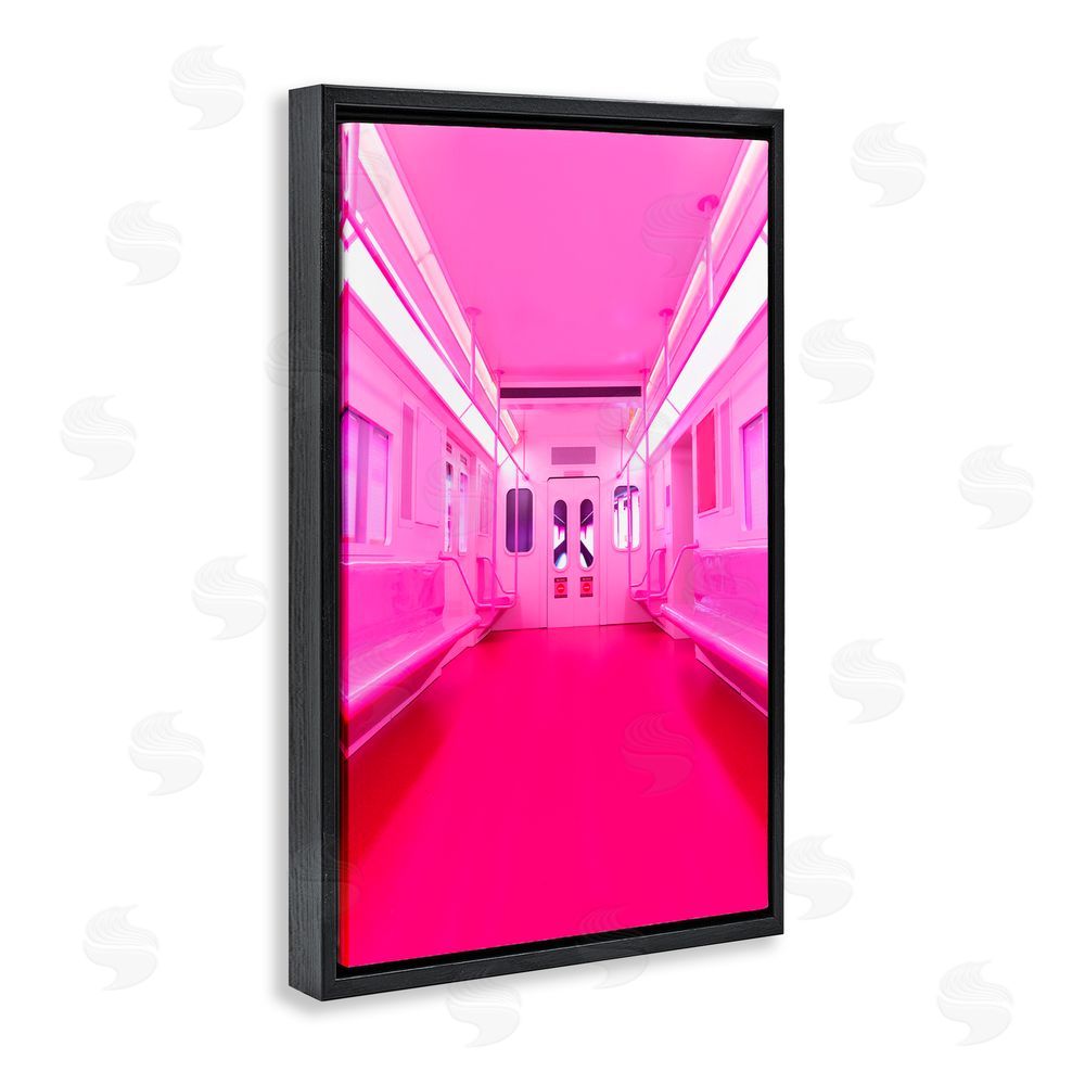 LISH Creative Futuristic Pink Tone Subway Black Floating Frame Canvas Wall Art Print