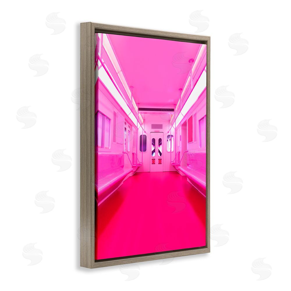LISH Creative Futuristic Pink Tone Subway Brown Floating Frame Canvas Wall Art Print